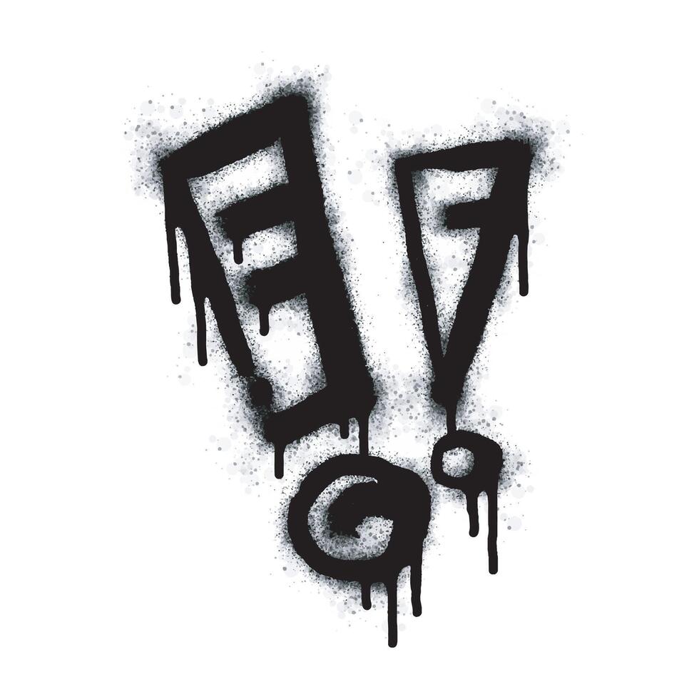 Spray Paint Graffiti question mark, exclamation mark Sprayed icon isolated on white background. graffiti No symbol Warning sign with overspray in black on white. vector