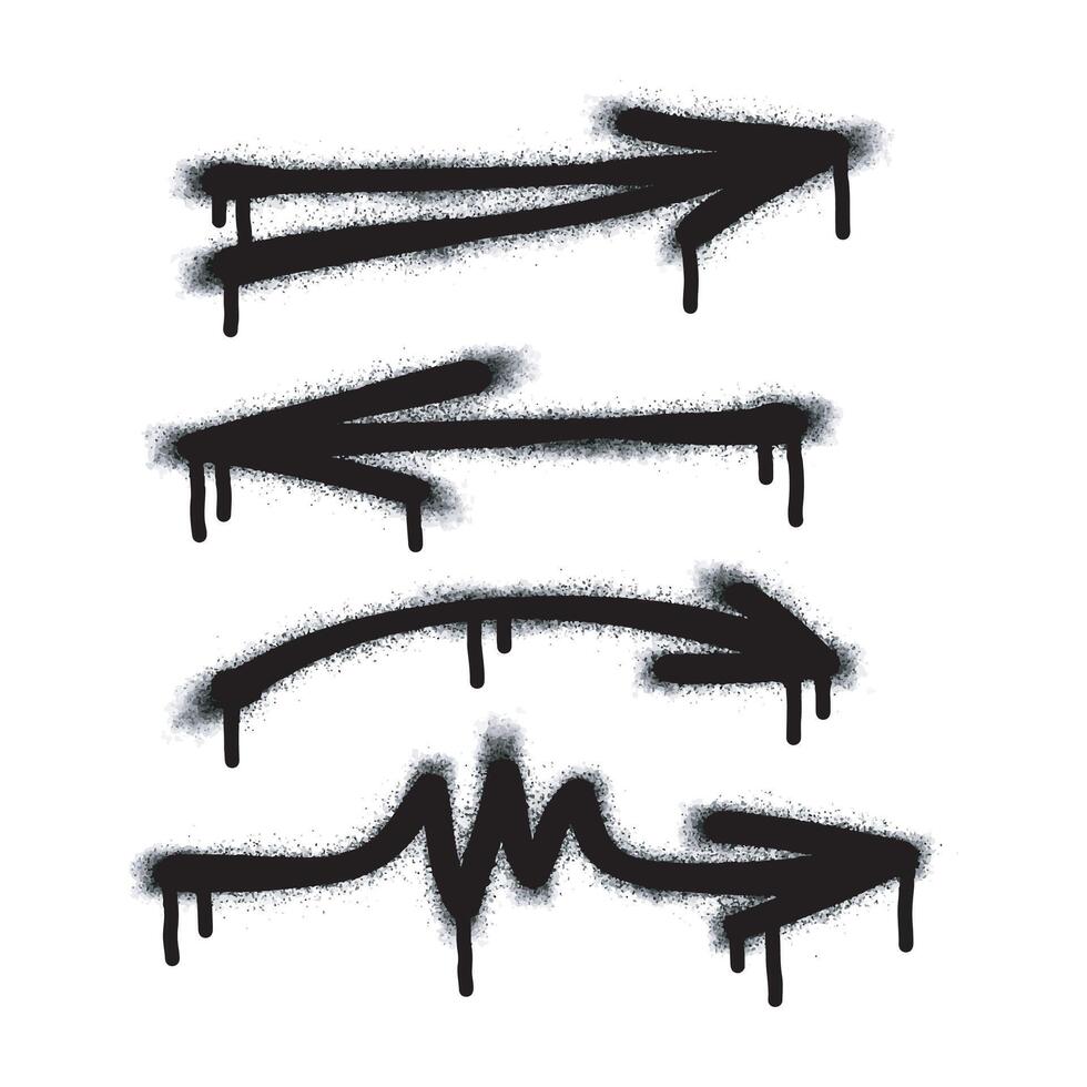 Spray Paint Graffiti arrow, sprayed icon arrow isolated on white background. Arrow symbol graffiti sprayed in black on white. vector