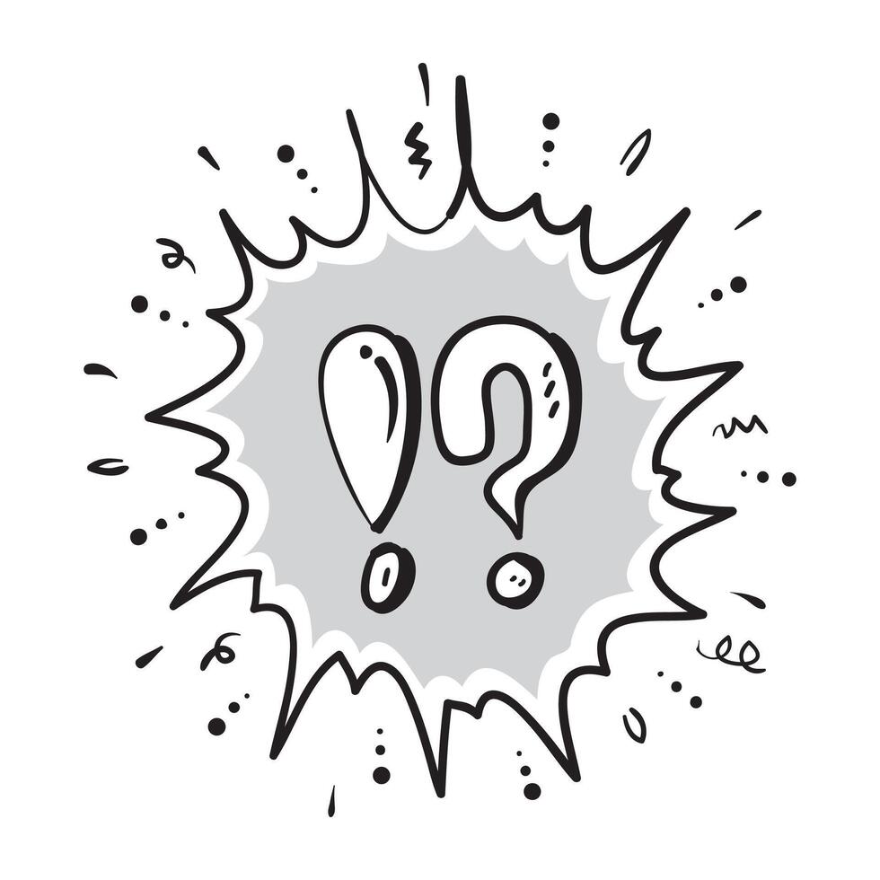 hand drawn doodle call and symbol for alert icon. Question mark vector