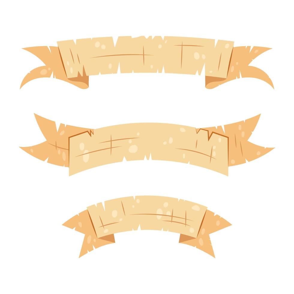Inscription tape. Set old parchment for the lettering. Banner in the flat style of old papyrus. A place for the writing. vector
