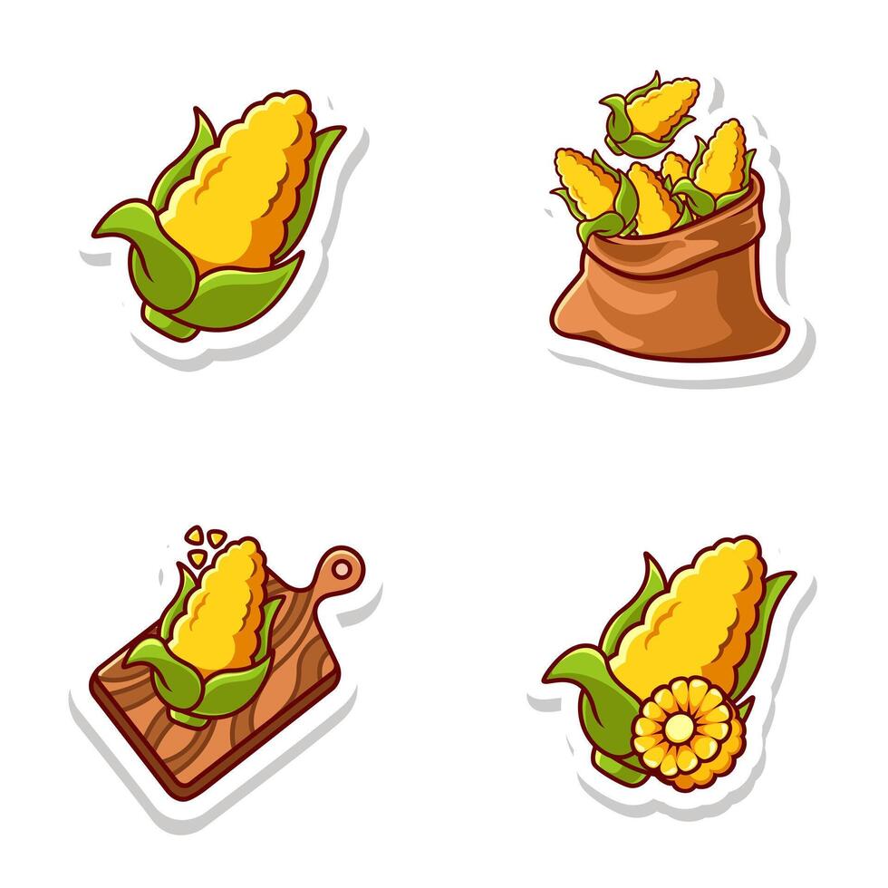 set cute cartoon of corn isolated vector