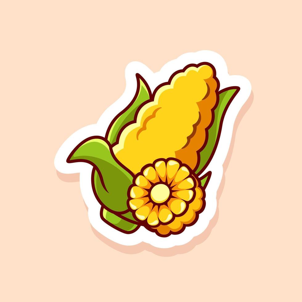 cute cartoon of yellow single corn and chunk isolated vector