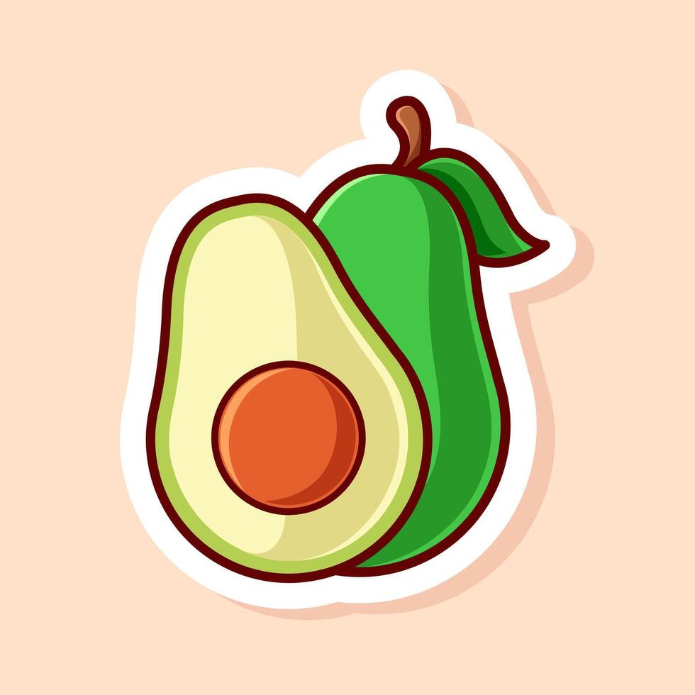cute cartoon of green a half and single avocado isolated vector