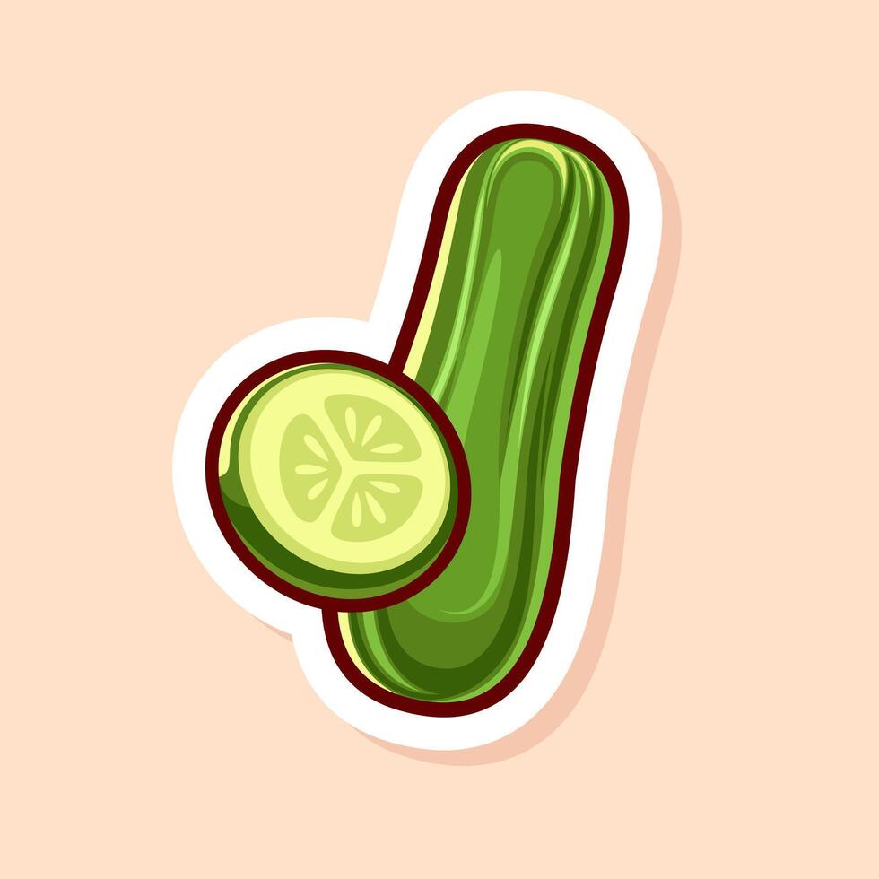 cute cartoon of green single and slice cucumber isolated. vector