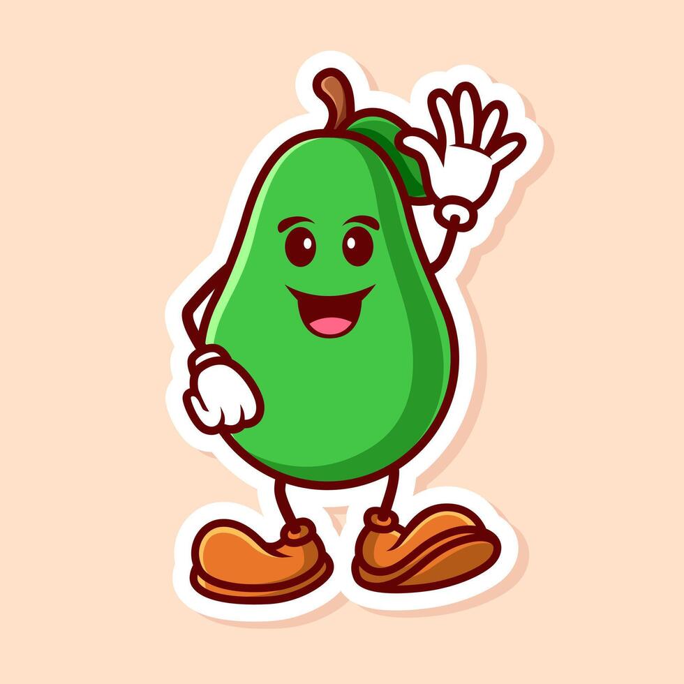 cute cartoon character of avocado wave hand isolated vector