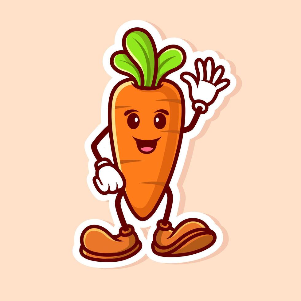 cute cartoon character of carrot wave hand isolated vector