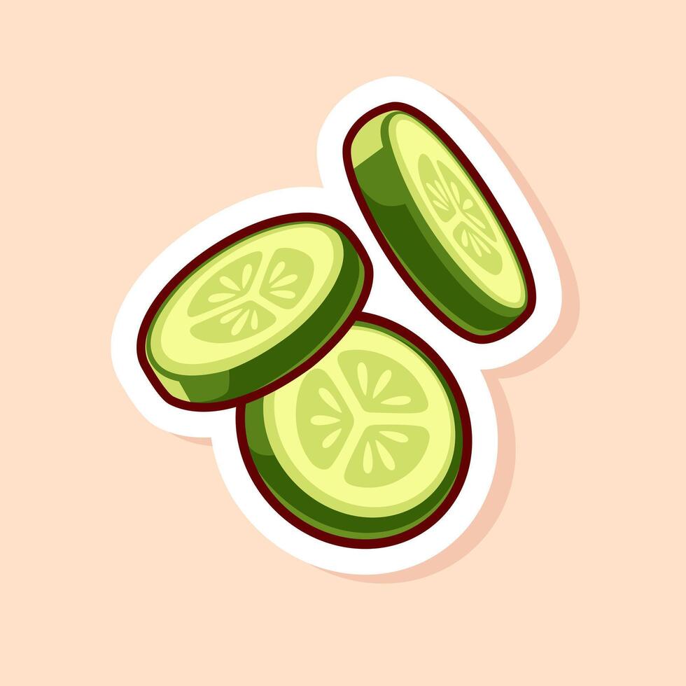 cute cartoon of green falling slice cucumber isolated vector