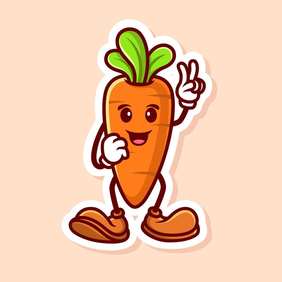 cute cartoon character of carrot peace isolated vector