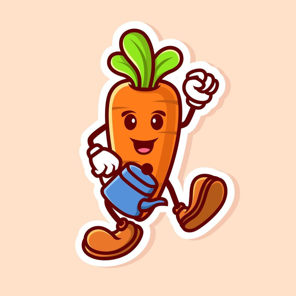 cute cartoon character of carrot watering isolated vector