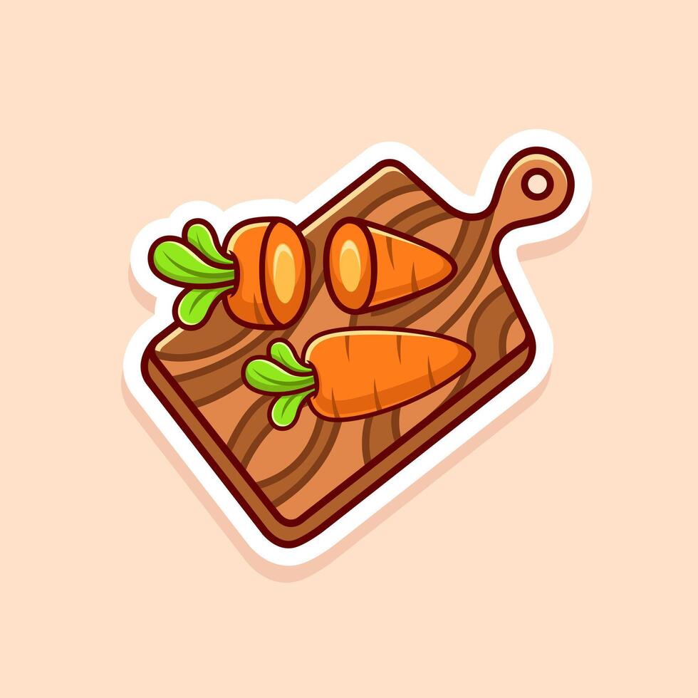 cute cartoon of chopped carrot and cutting board isolated vector
