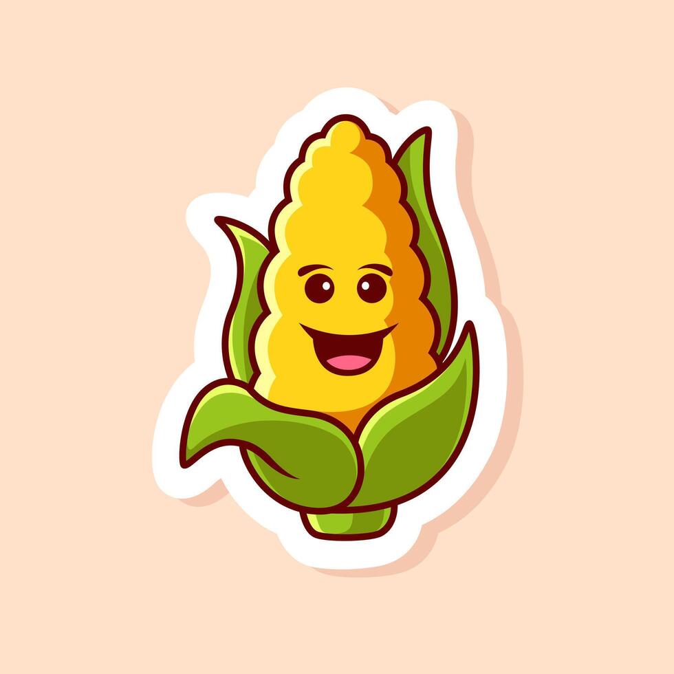 cute cartoon of yellow single corn character isolated vector