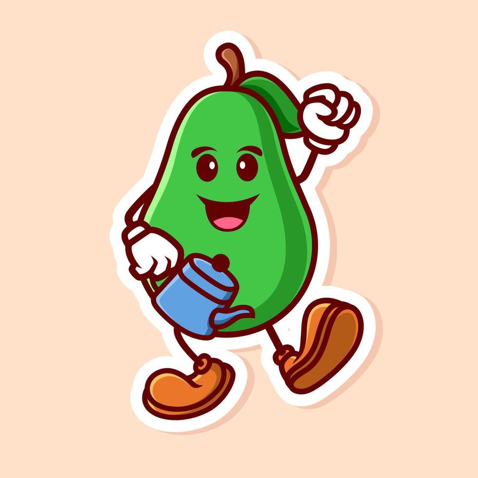 cute cartoon character of avocado watering isolated vector