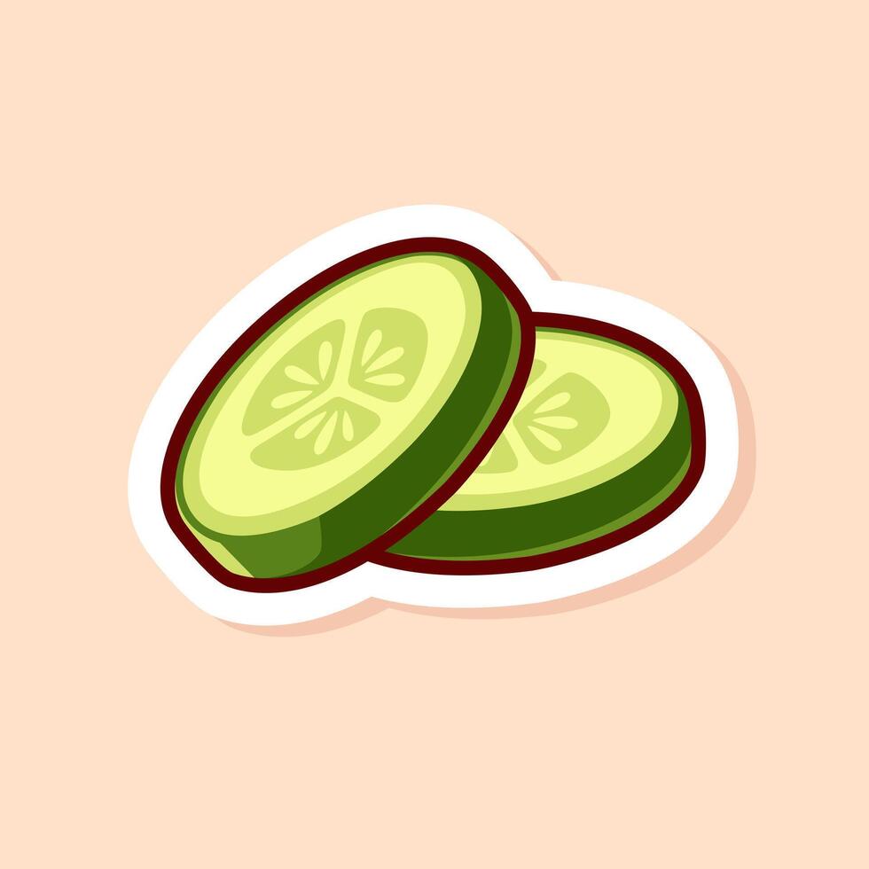 cute cartoon of green slice cucumbers isolated vector