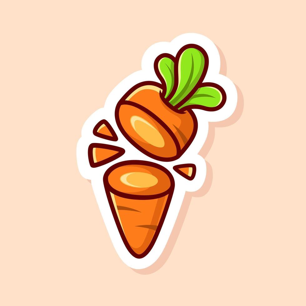 cute cartoon of single carrot chopped isolated vector