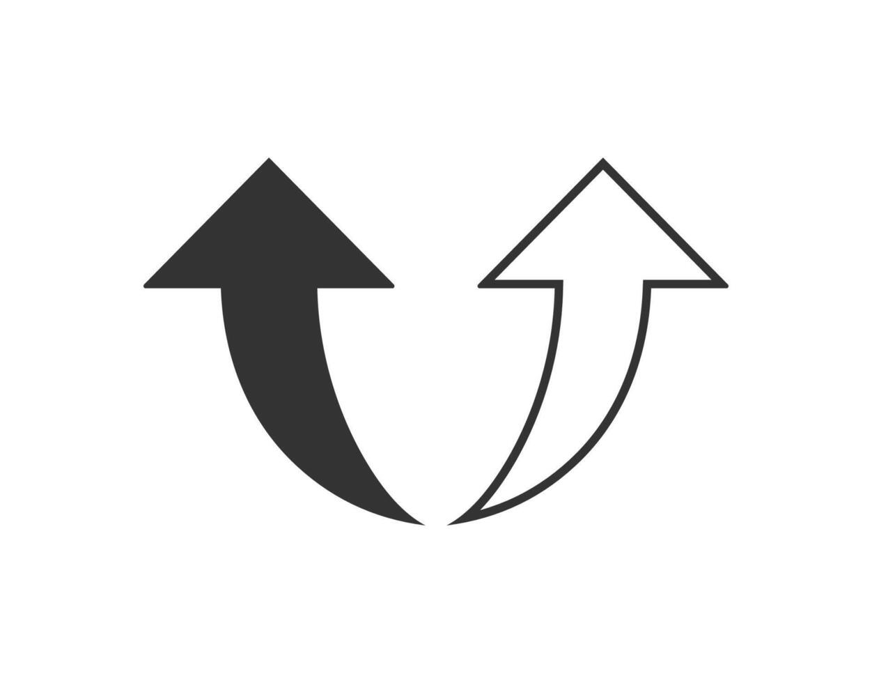 Curved Up Arrow icon. illustration, flat design. vector