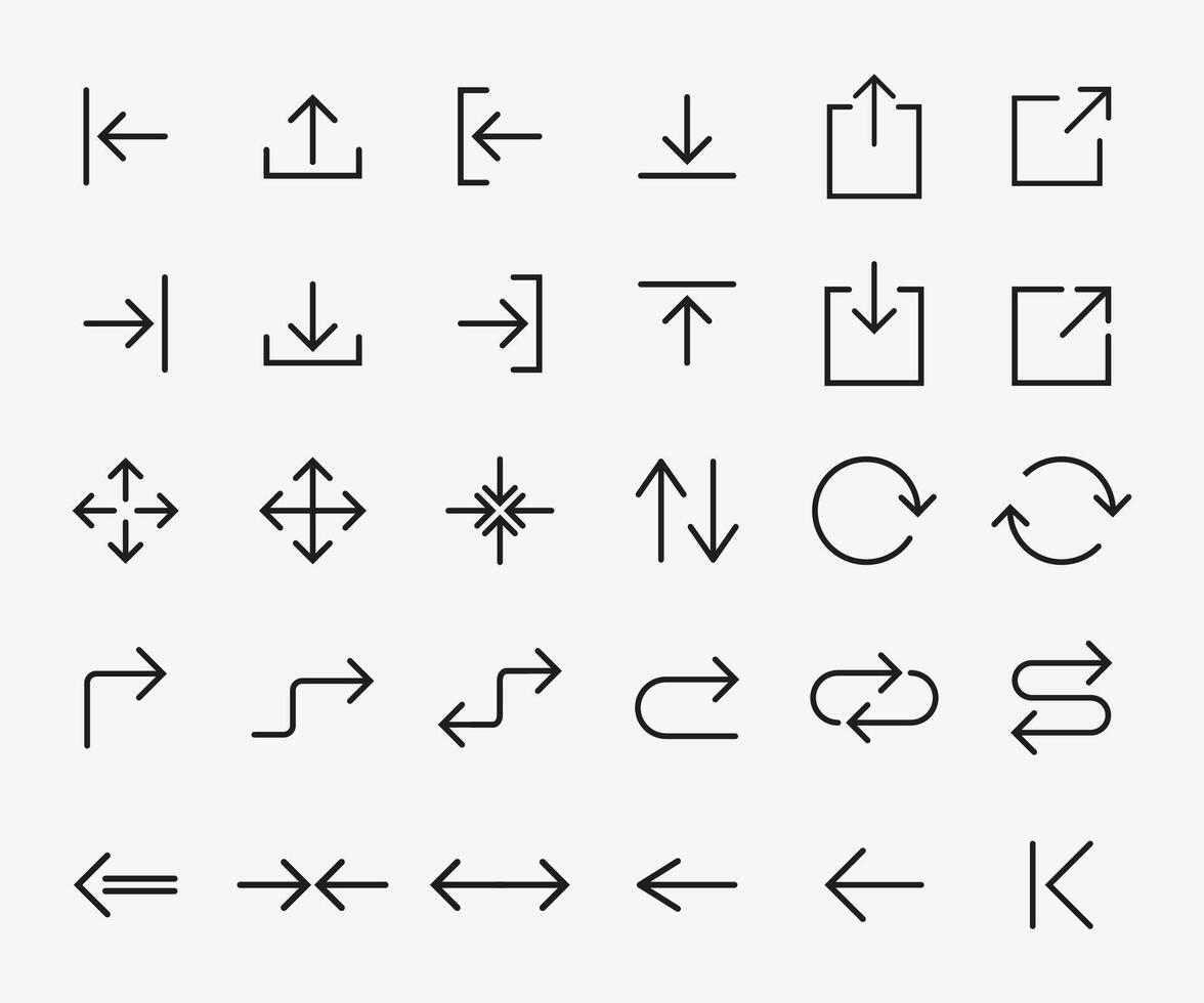 Line Arrow icon set. illustration, flat design vector