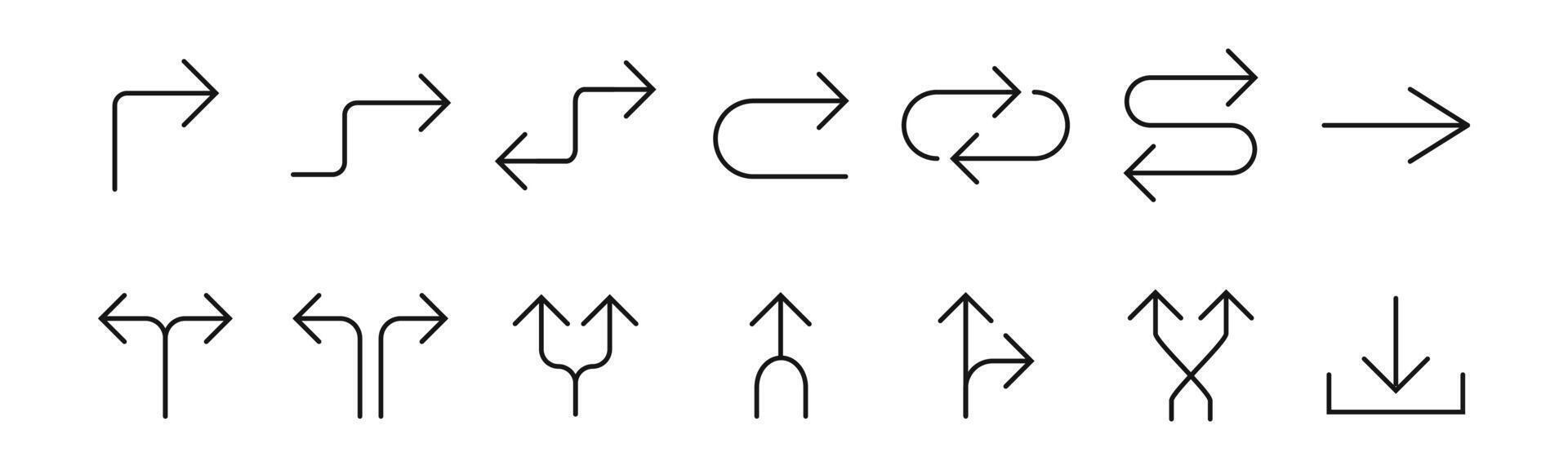Line Arrow icon set. illustration, flat design vector