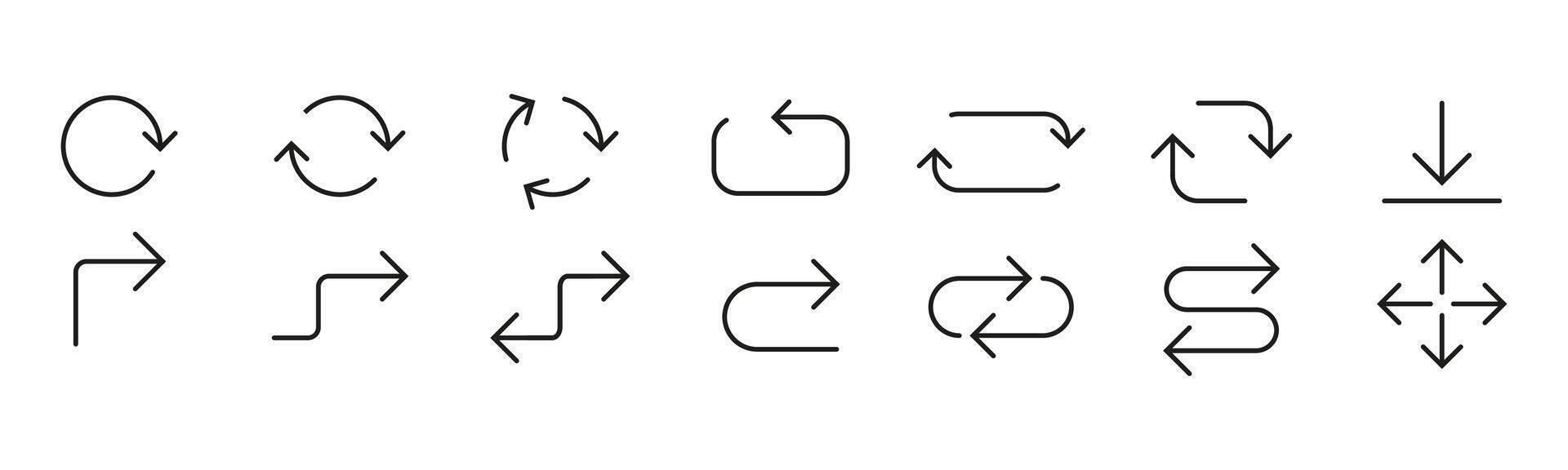 Line Arrow icon set. illustration, flat design vector