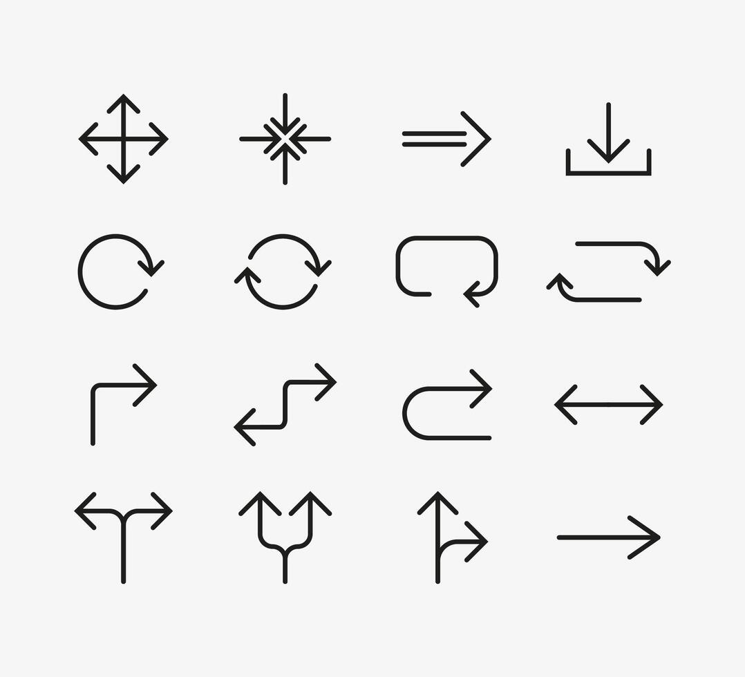 Line Arrow icon set. illustration, flat design vector
