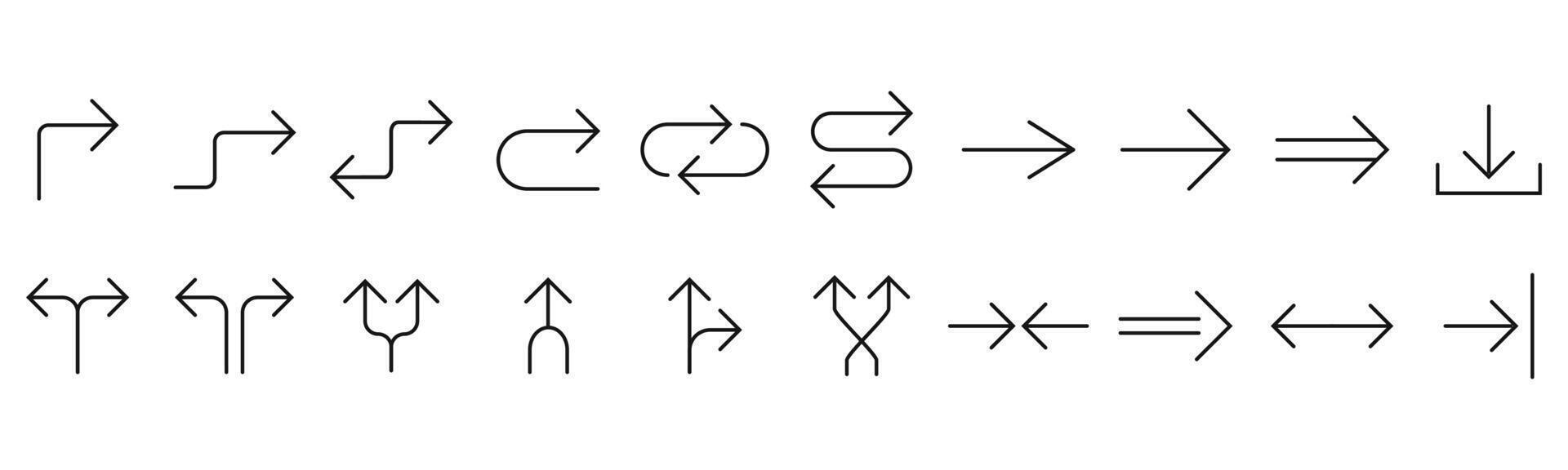 Line Arrow icon set. illustration, flat design vector