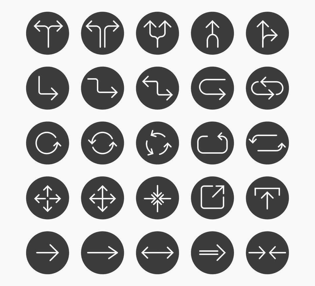 Line Arrow icon set. illustration, flat design vector