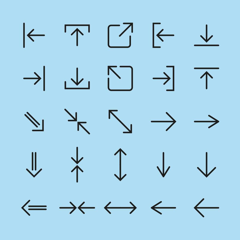 Line Arrow icon set. illustration, flat design vector