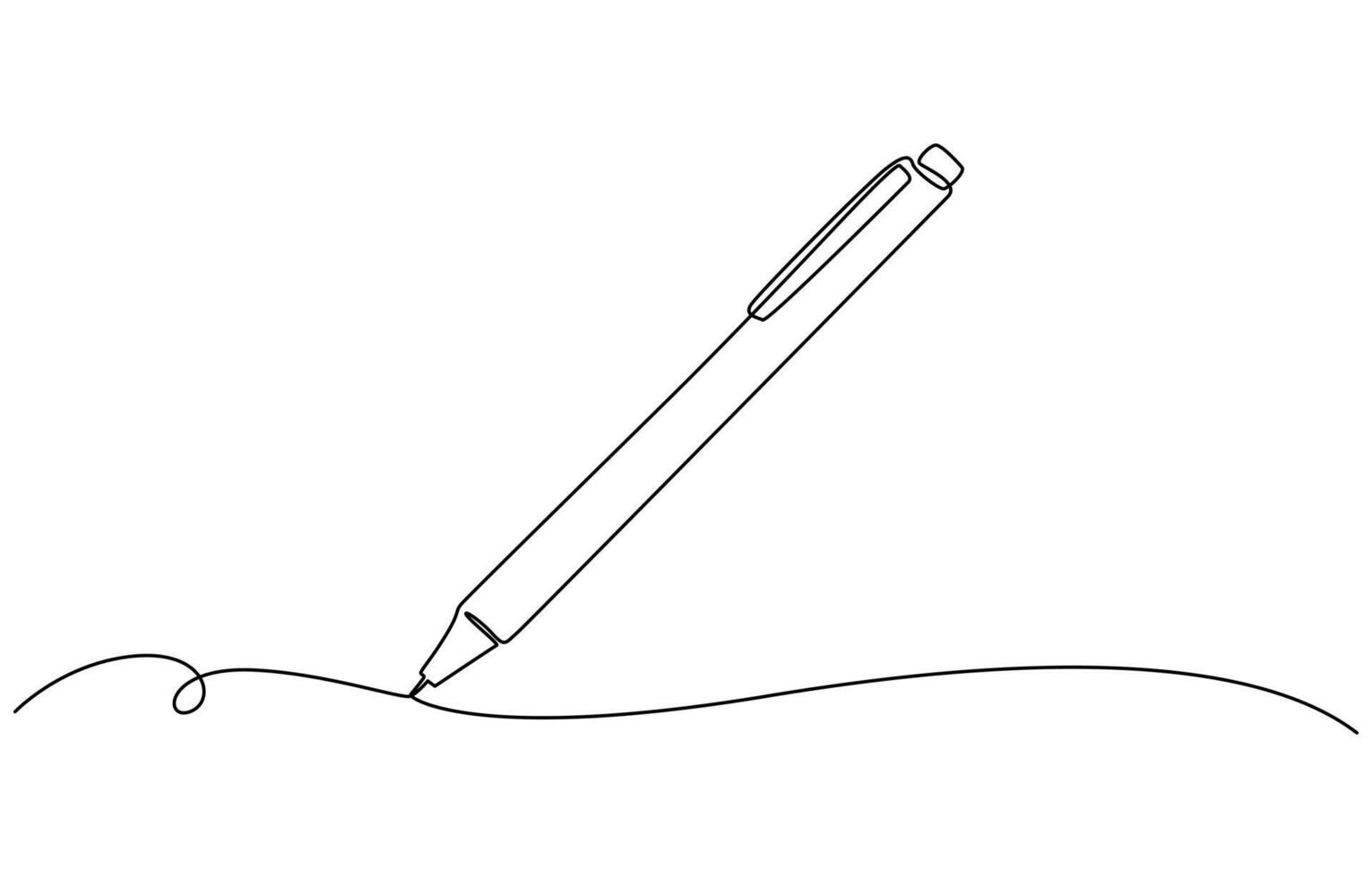 One continuous line drawing of pen Pencil symbol of study and education concept in simple linear style, vector