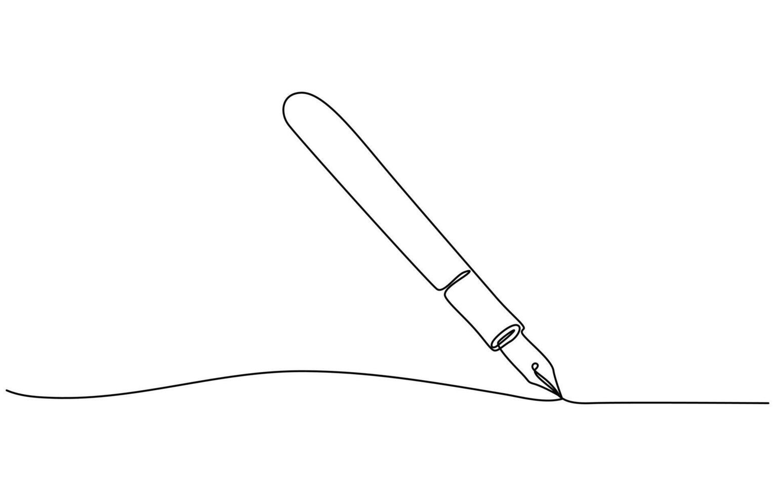 One continuous line drawing of pen Pencil symbol of study and education concept in simple linear style, vector
