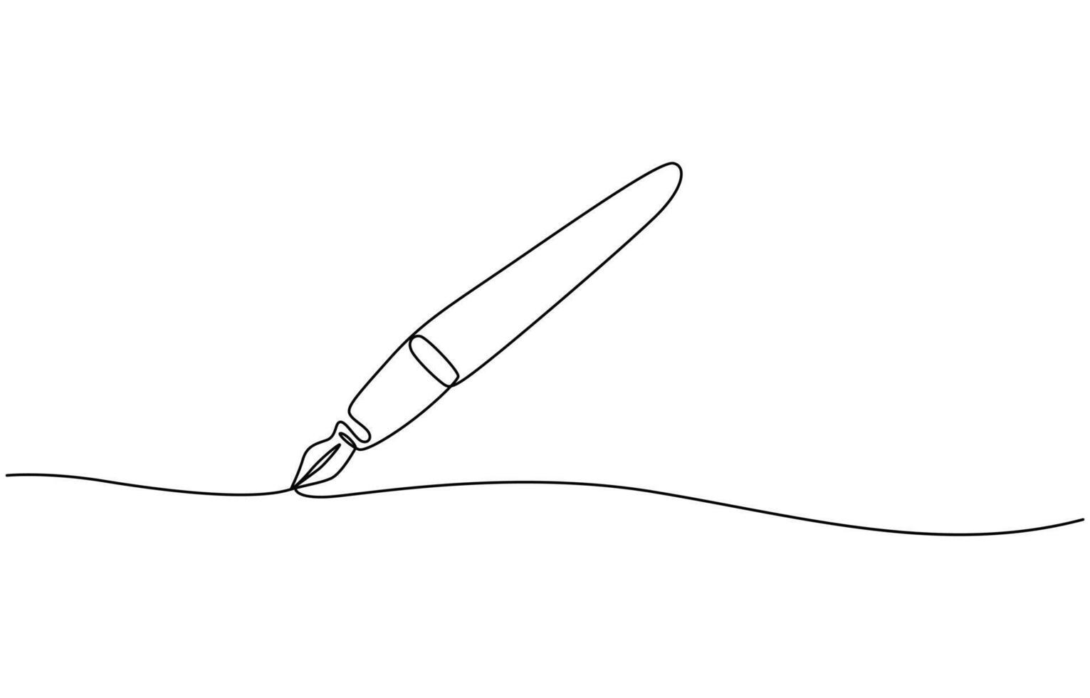 One continuous line drawing of pen Pencil symbol of study and education concept in simple linear style, vector