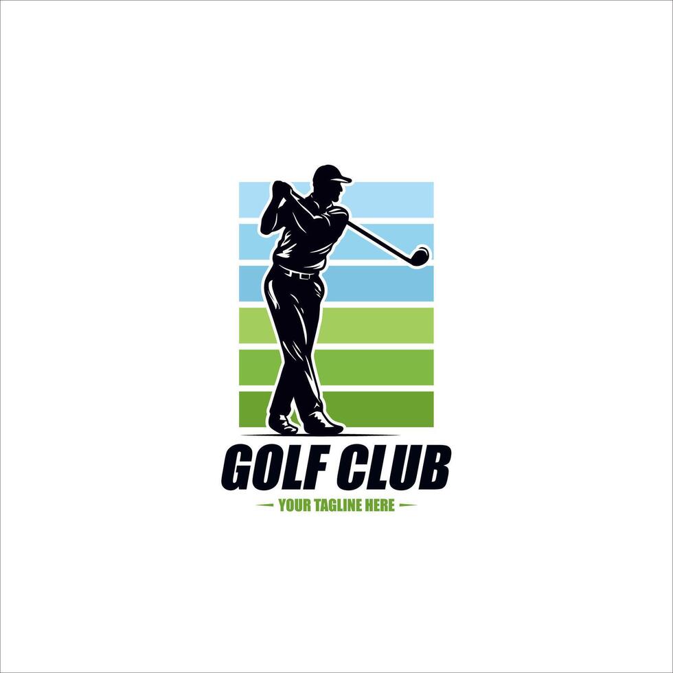 Golfer abstract silhouette, front view. Golf logo vector