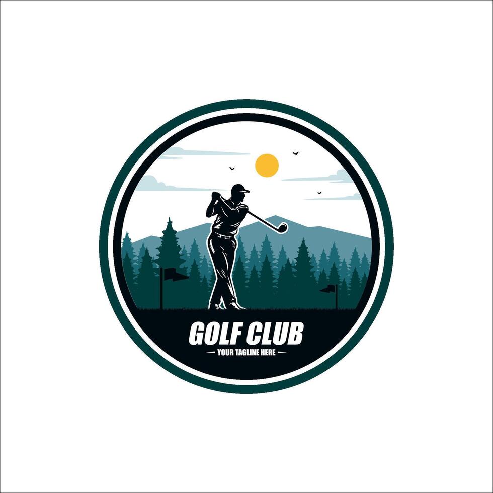 Golfer abstract silhouette, front view. Golf logo vector