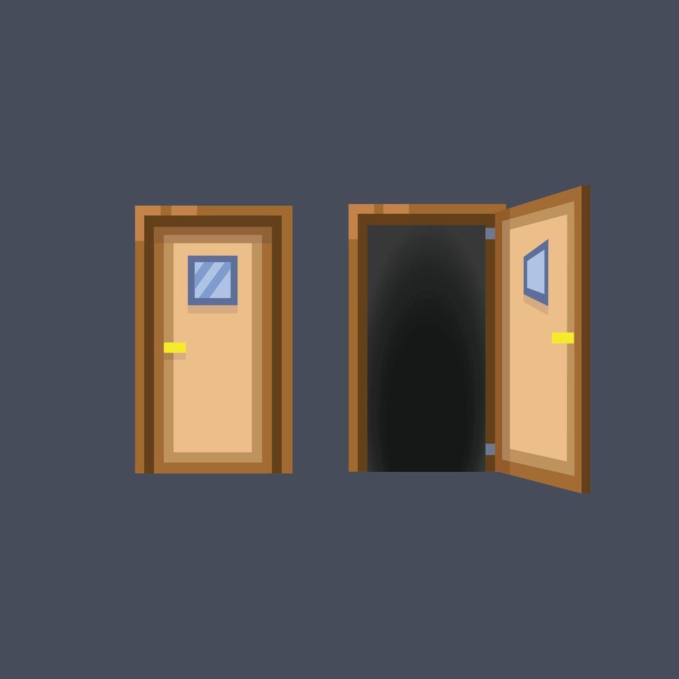 door and open door graphic design for simple animation vector