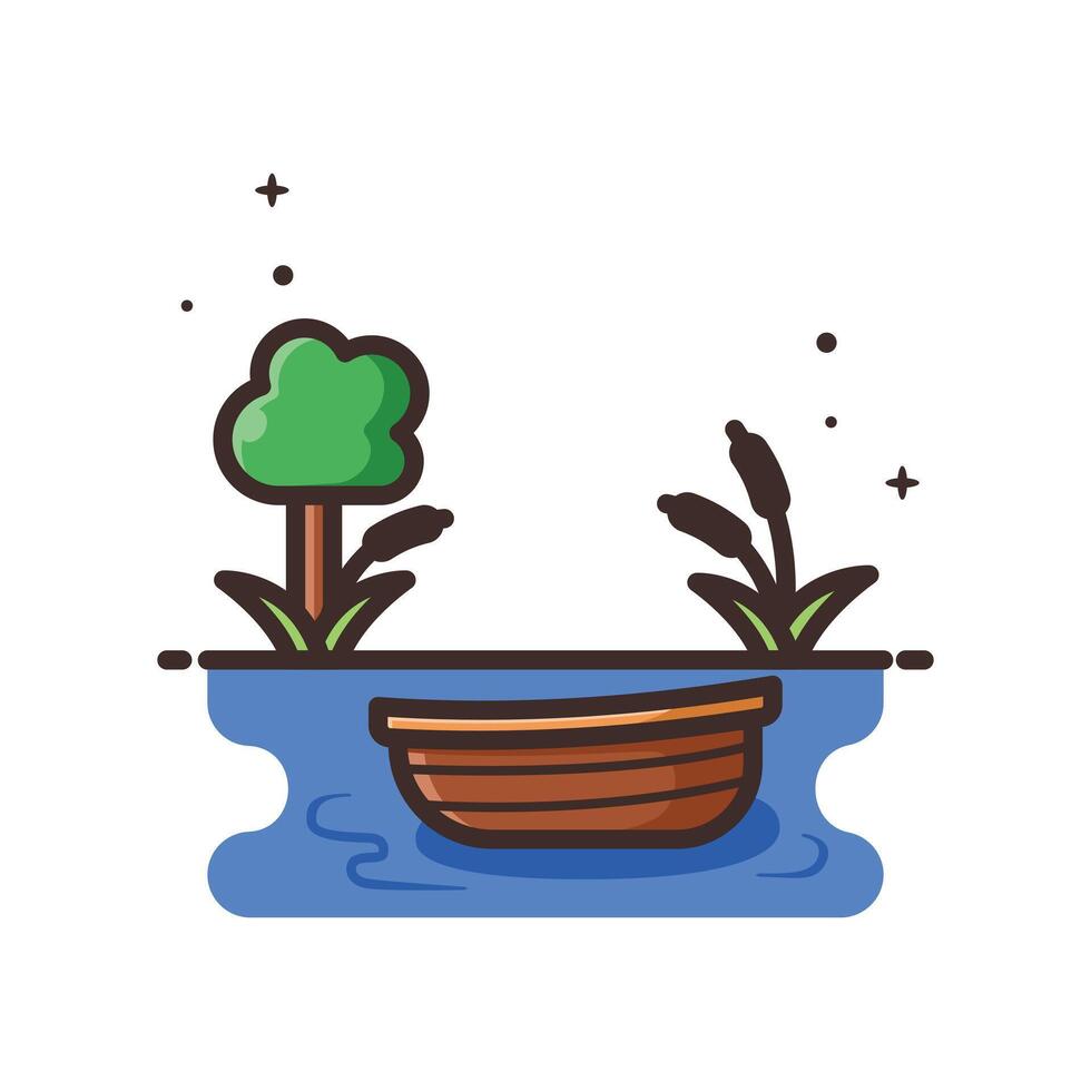 Lake Cartoon Icon Illustration - Isolated on a White Background. vector