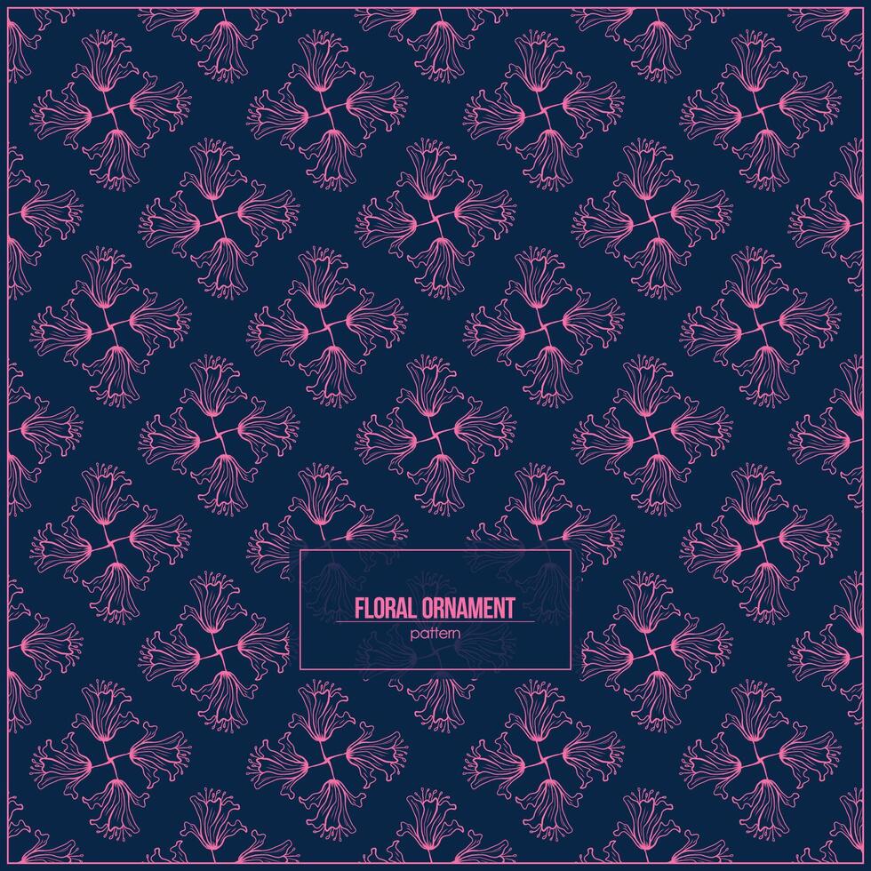 pink floral ornament pattern with dark background for vintage paperwrap vector