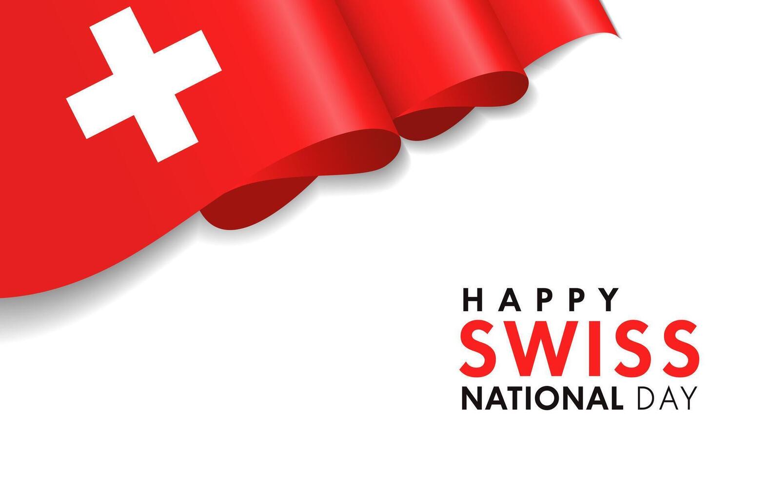 Happy Swiss National Day holiday banner with 3d waving flag frame. vector