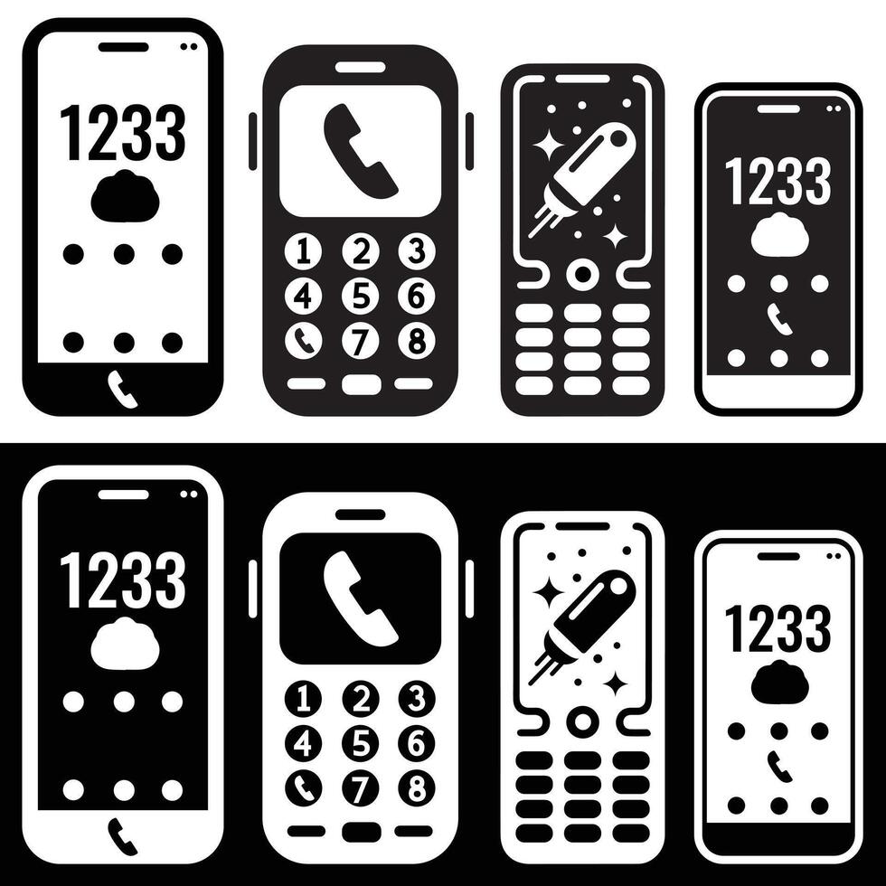 mobile phone icons, set of mobile phones, mobile phone icon set vector