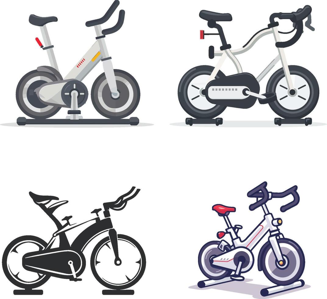 Children's bicycles, tricycles. Silhouettes on a white background. Sports and recreation. vector