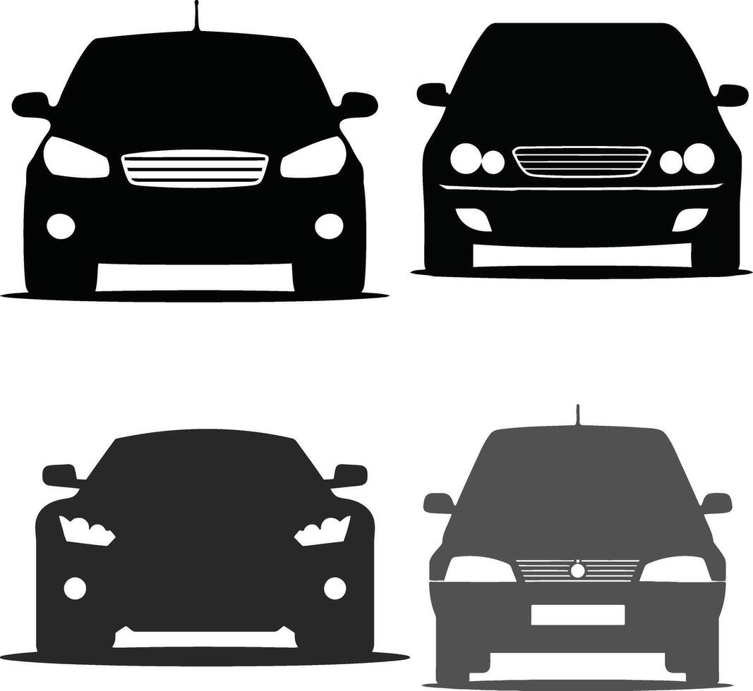 Set of car icons. Car front. Transport symbols. vector