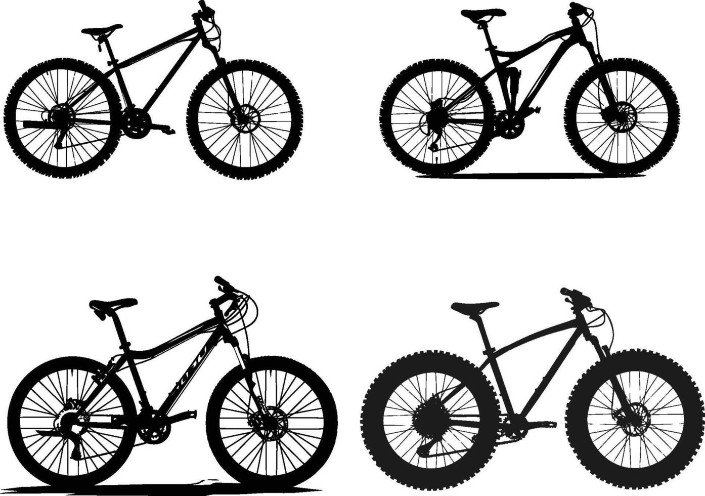 Set of black silhouettes of kid bicycles, vector