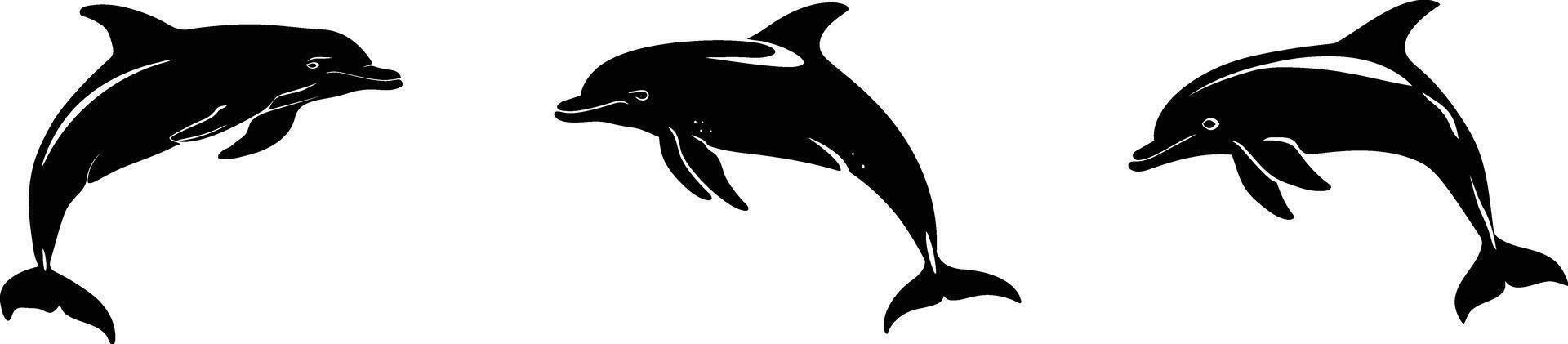 Minimalist Dolphin Icon, Flat Design in Elegant Black, vector