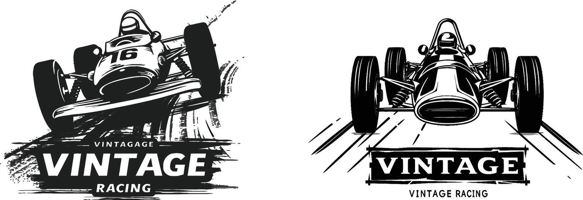 vintage racing car emblems and logos vector
