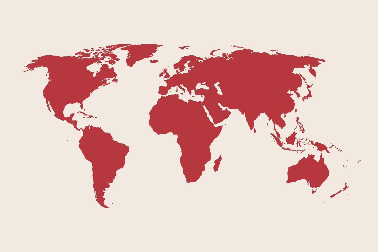 world red map isolated on beige background. Detailed world atlas vector