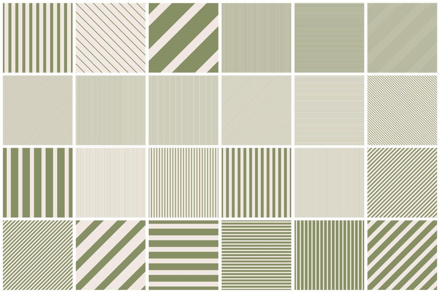 Collection of seamless striped geometric patterns. Simple elegant line textures - repeatable minimalistic vintage backgrounds. Delicate green prints vector