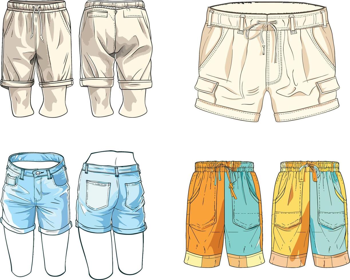 a set of different shorts for men vector