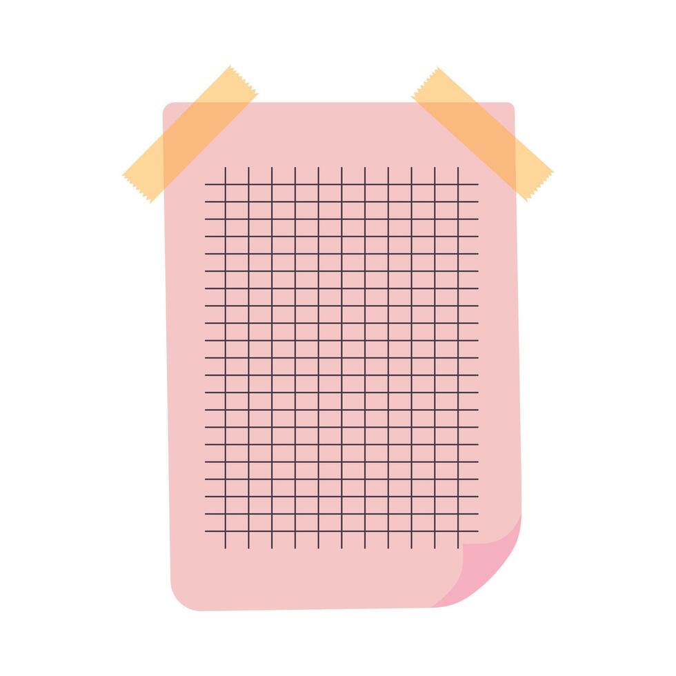 Memo notepad with sticky tape. Cute lined notebook template for notes. Workbook for school, planner, personal organizer. vector