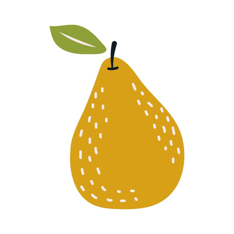 Pear in the style of nursery art. Hand drawn abstract fruit in boho style. vector