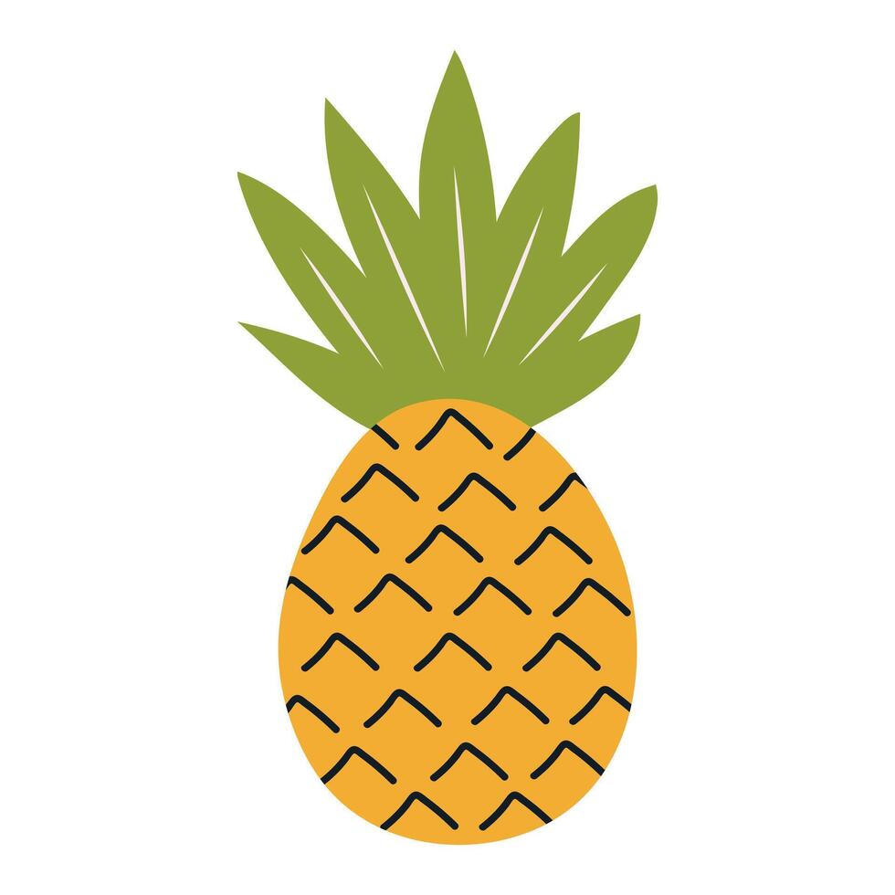 Pineapple in the style of nursery art. Hand drawn abstract fruit in boho style. vector