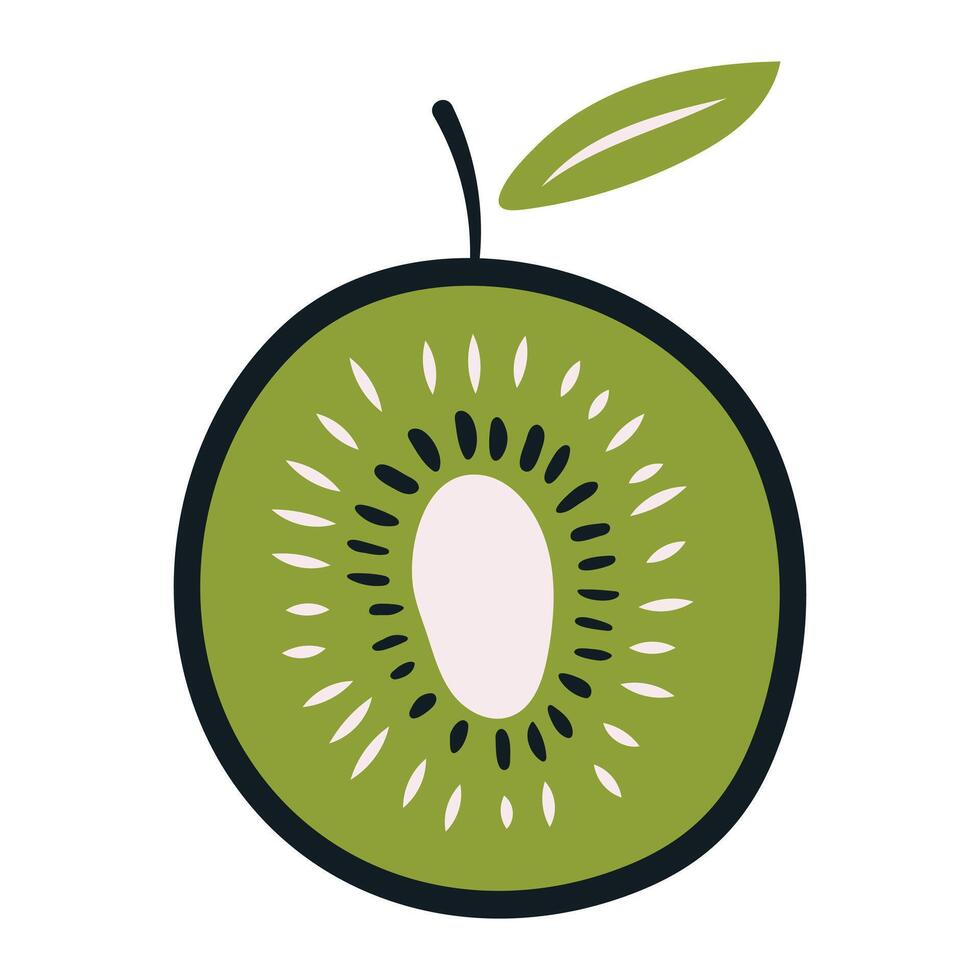 Kiwi in the style of nursery art. Hand drawn abstract fruit in boho style. vector