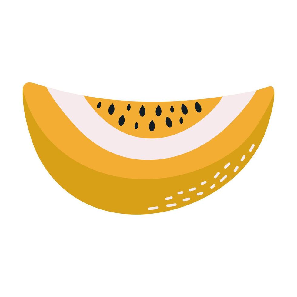 Melon in the style of nursery art. Hand drawn abstract fruit in boho style. vector