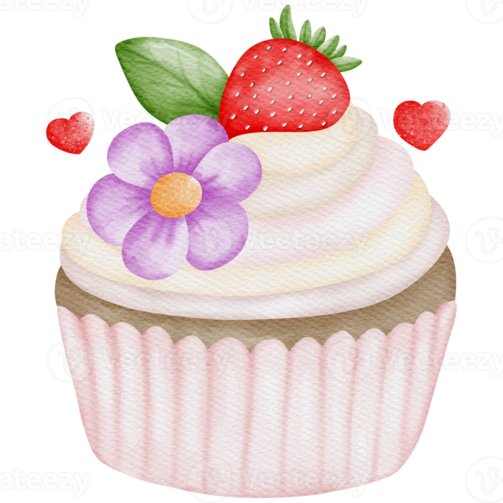 Cup cake pink watercolor png